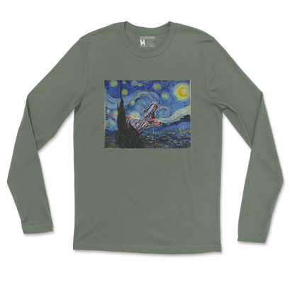 Gildan SoftStyle Long Sleeve Van Gogh but Cooler in Military Green