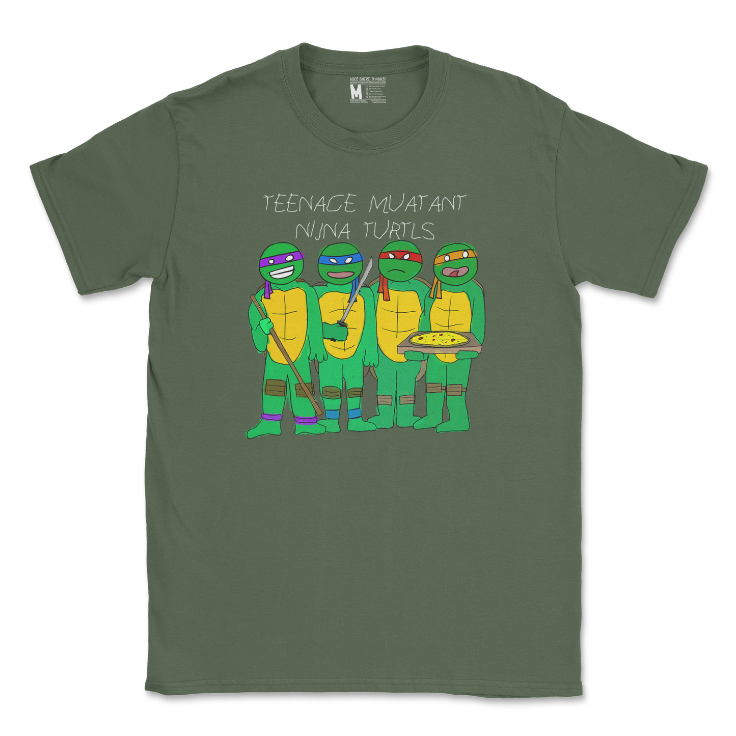 Gildan SoftStyle T-Shirt Ninja Turtles in Military Green