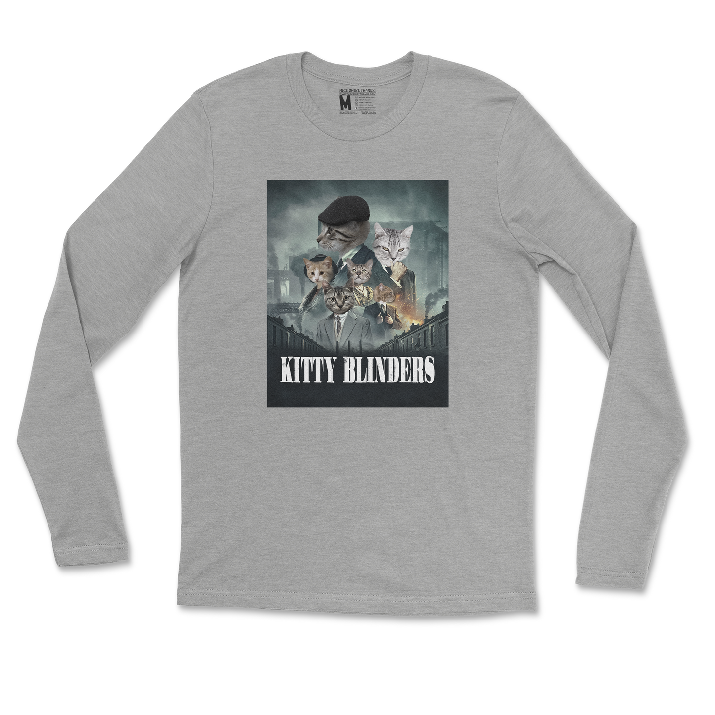 Gildan SoftStyle Long Sleeve Kitty Blinders in Sports Grey