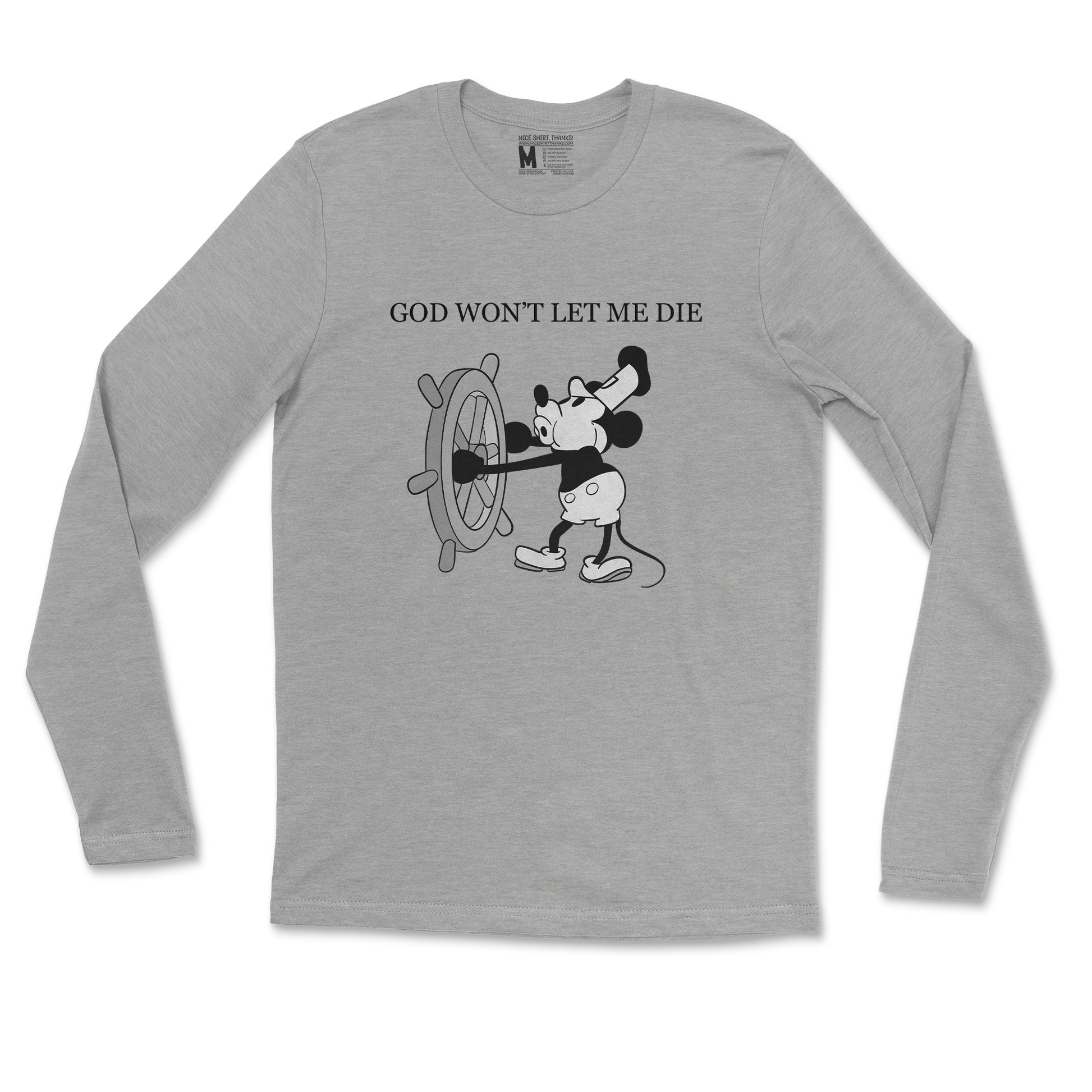 Gildan SoftStyle Long Sleeve God Wont Let Me Die in Sports Grey