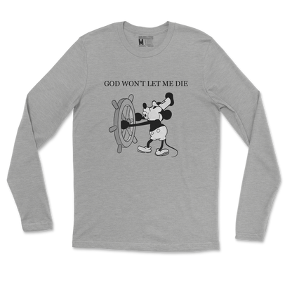 Gildan SoftStyle Long Sleeve God Wont Let Me Die in Sports Grey