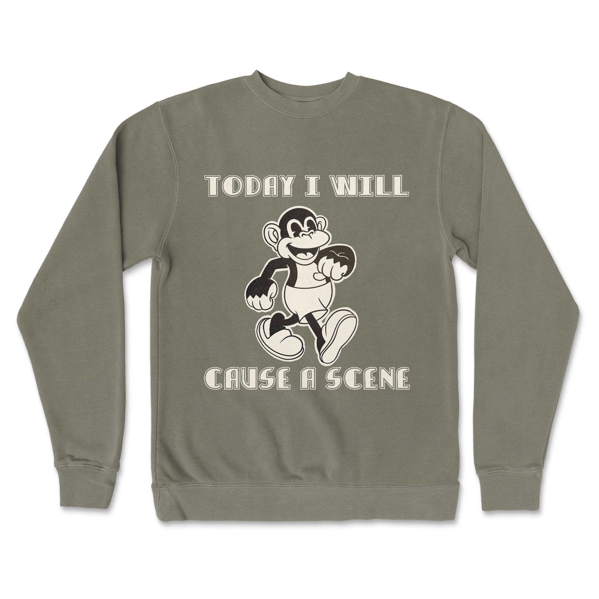 Independent Clothing Co. Crew Neck Cause A Scene  in Army