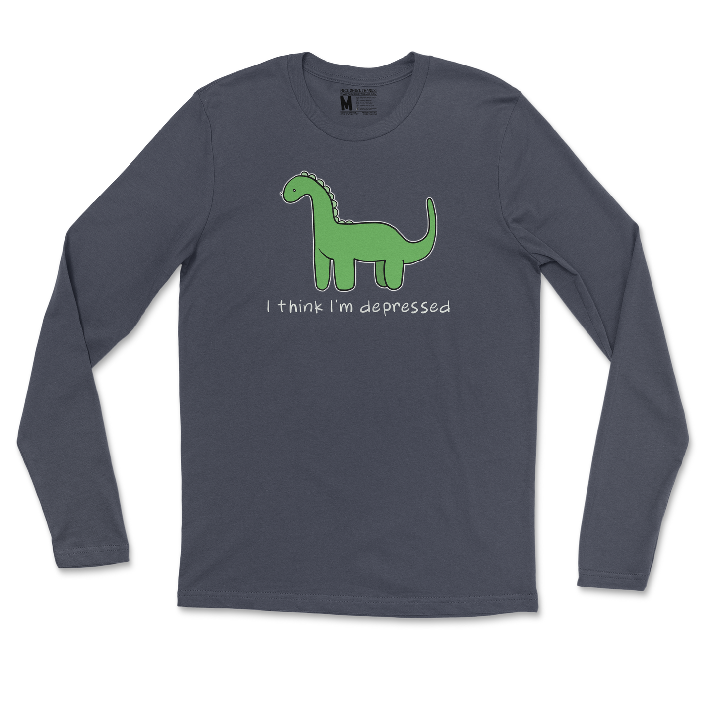 Gildan SoftStyle Long Sleeve Depressed Dino  in Navy