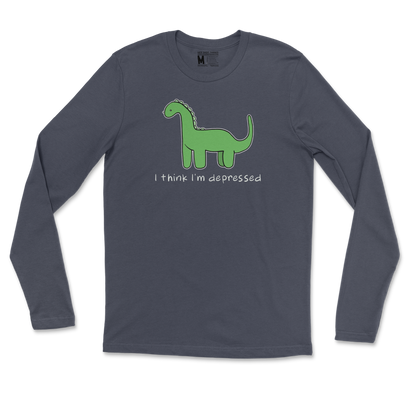 Gildan SoftStyle Long Sleeve Depressed Dino  in Navy