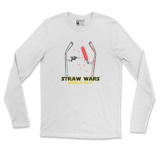 Gildan SoftStyle Long Sleeve Straw Wars in White