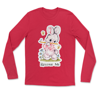 Heavy Blend Long Sleeve Cute Bunny in Red