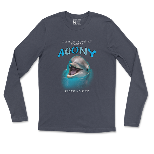 Gildan SoftStyle Long Sleeve Agony Dolphin in Navy