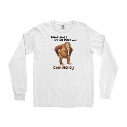 Comfort Colors Long Sleeve Cash Money Monkey  in White