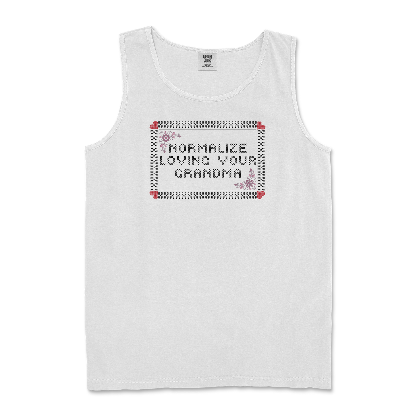Comfort Colors Tank Top Cross Stitch in White