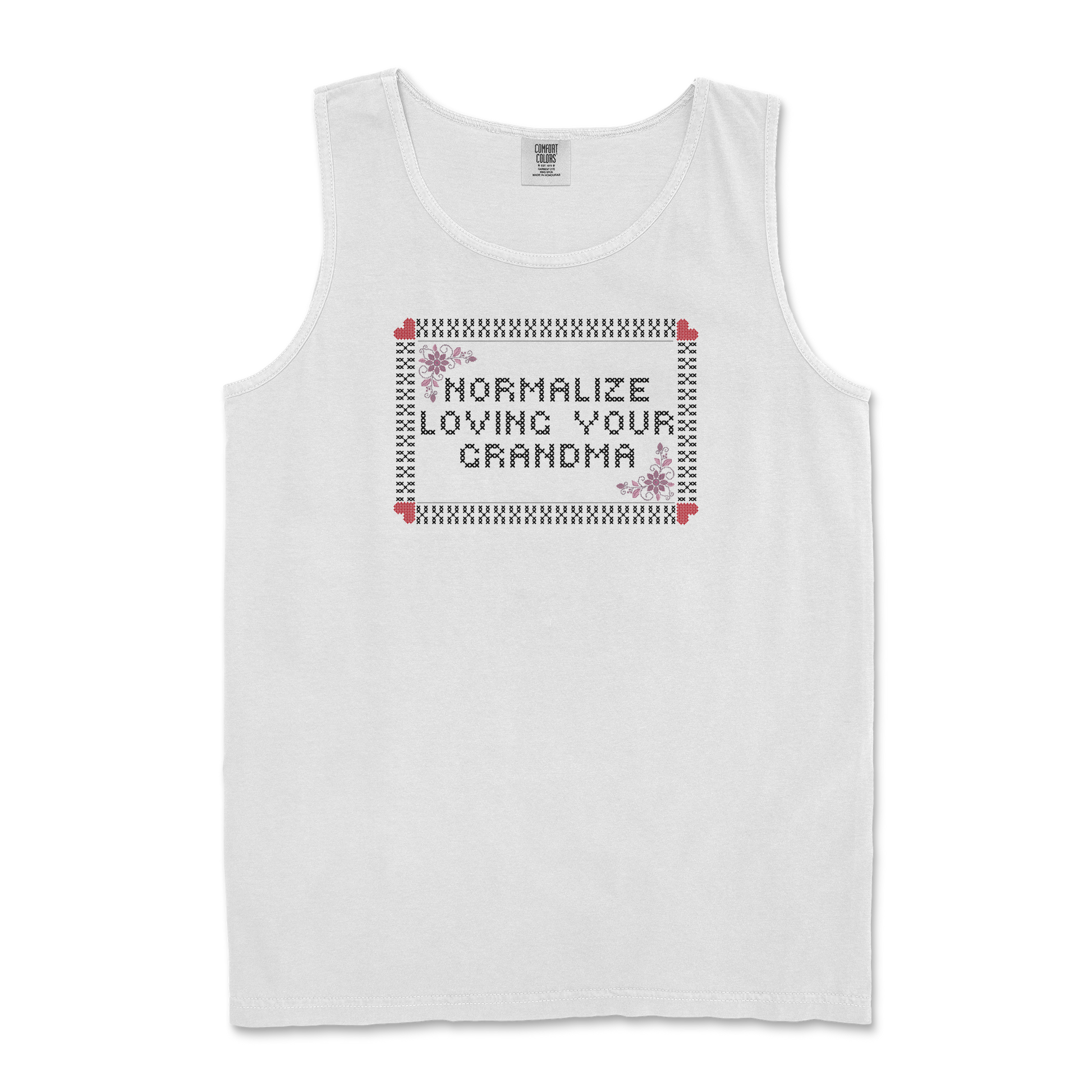 Comfort Colors Tank Top Cross Stitch in White