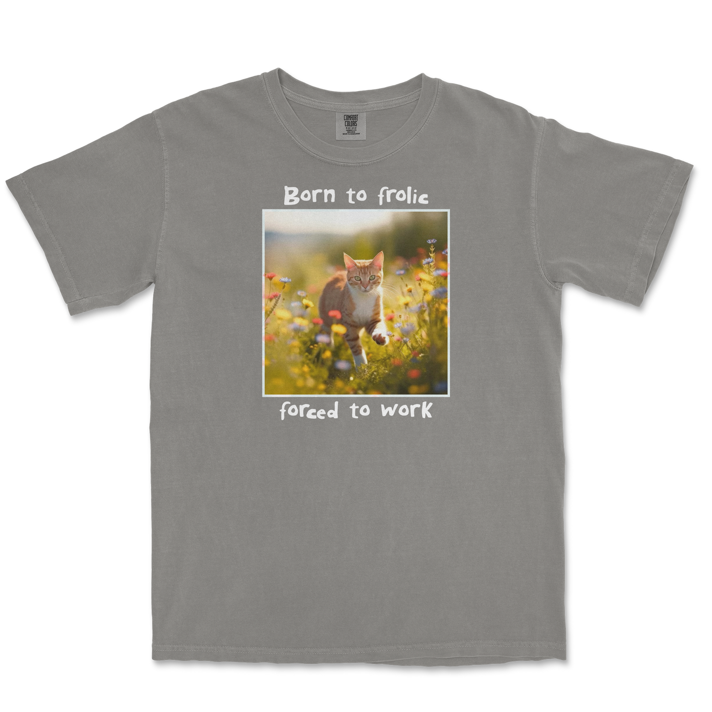 Comfort Colors T-Shirt Born to Frolic  in Grey