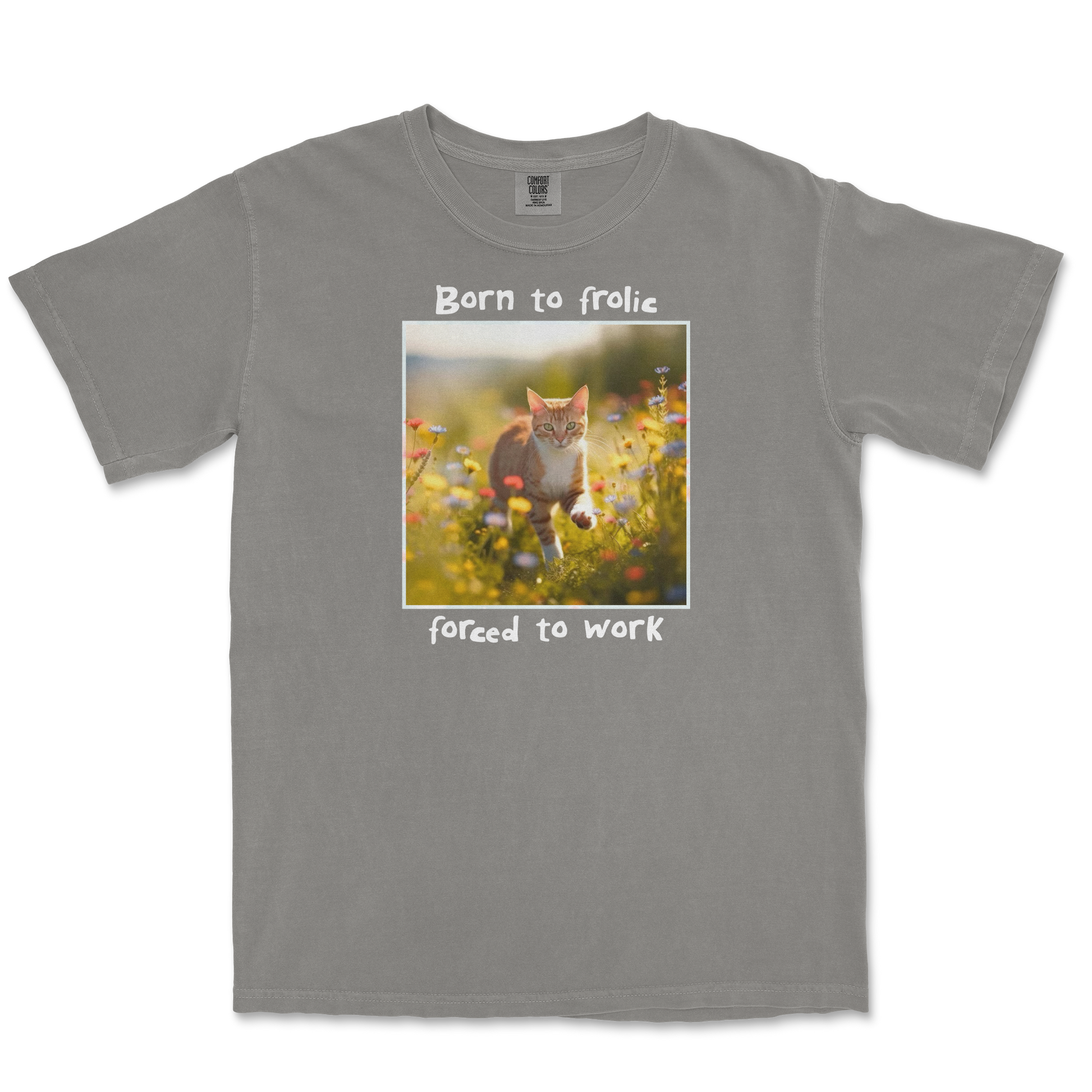 Comfort Colors T-Shirt Born to Frolic  in Grey