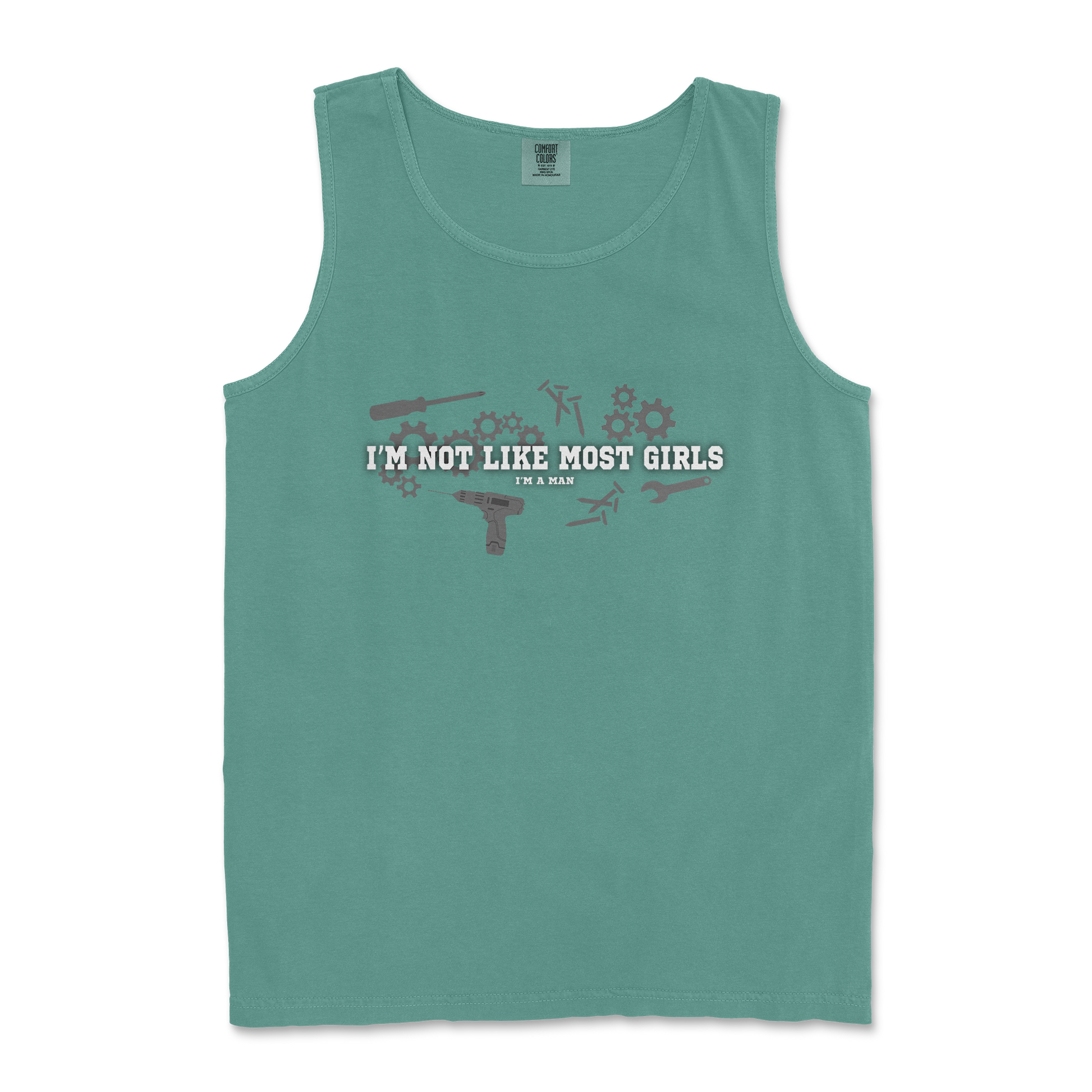 Comfort Colors Tank Top Not Like Most Girls in LightGreen