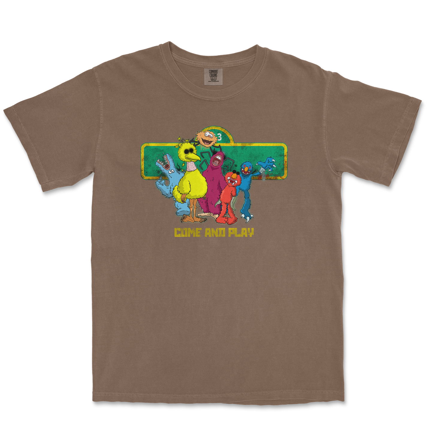 Comfort Colors T-Shirt Cursed Sesame Street in Espresso