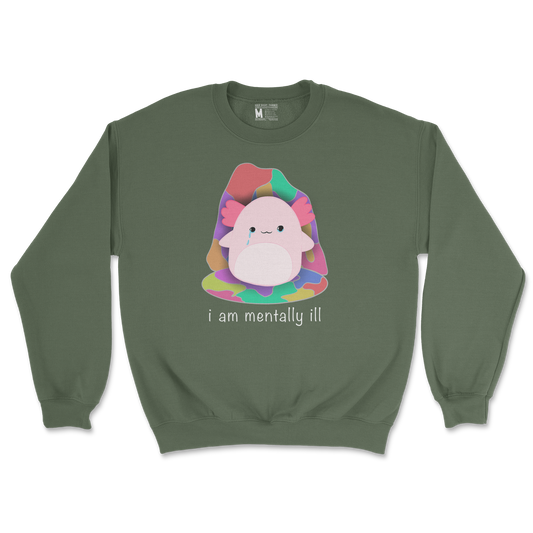 Gildan SoftStyle Crew Neck Mentally Ill and Squishy in Military Green