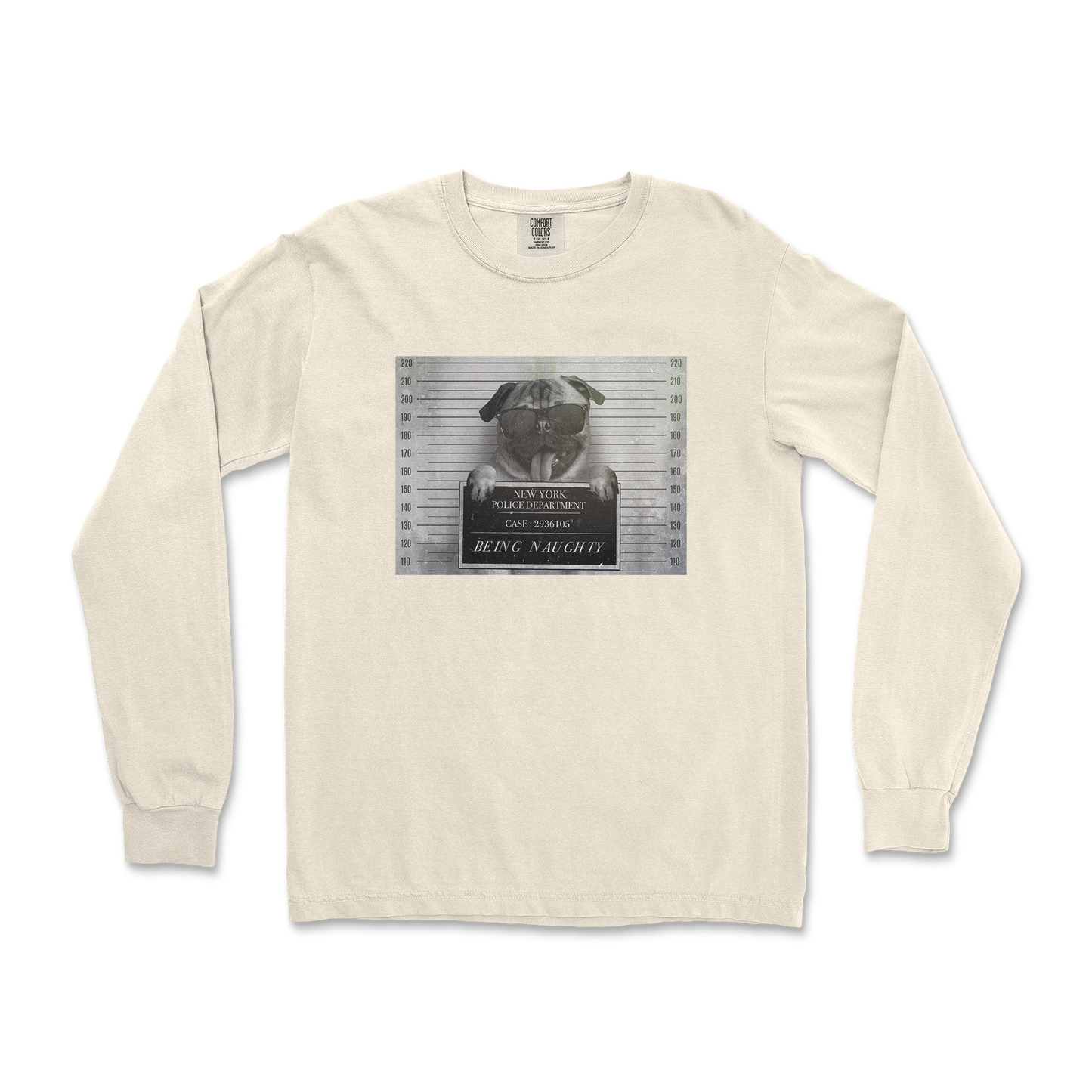 Comfort Colors Long Sleeve Naughty Pug in Ivory