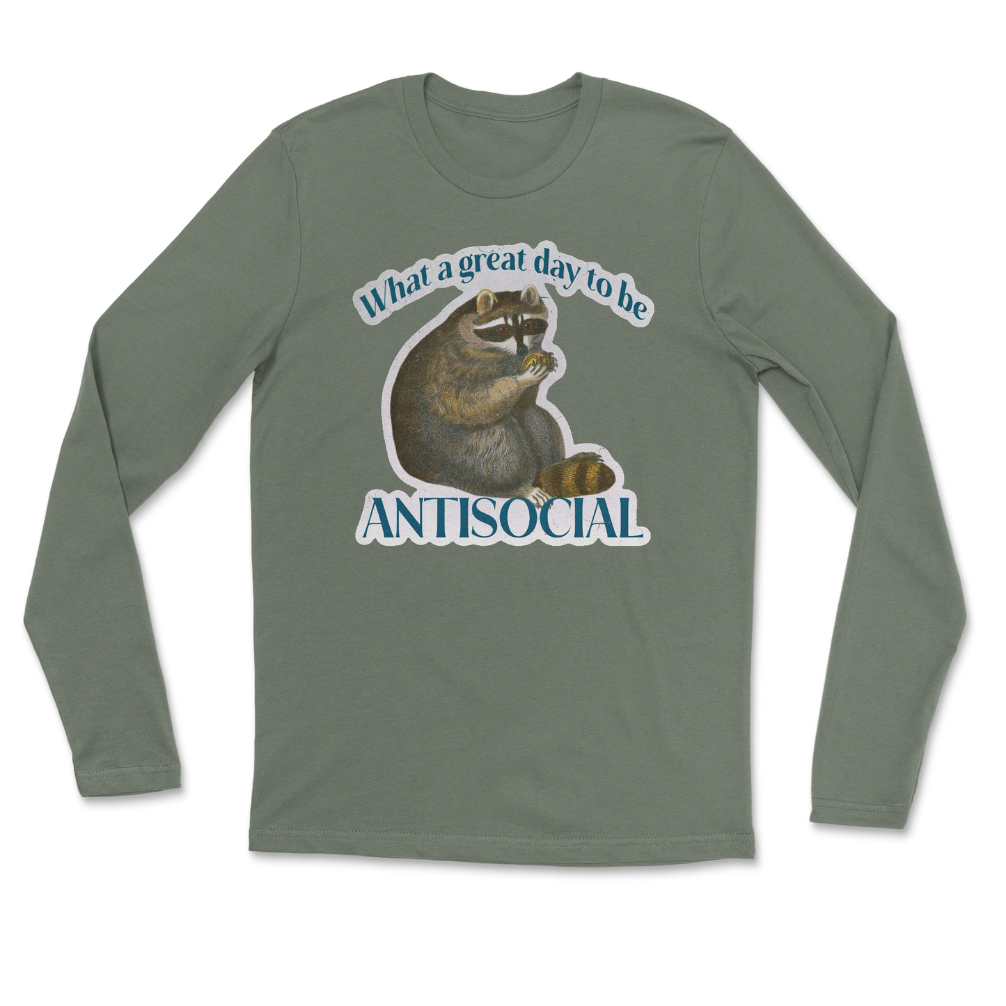 Heavy Blend Long Sleeve Antisocial in Military Green