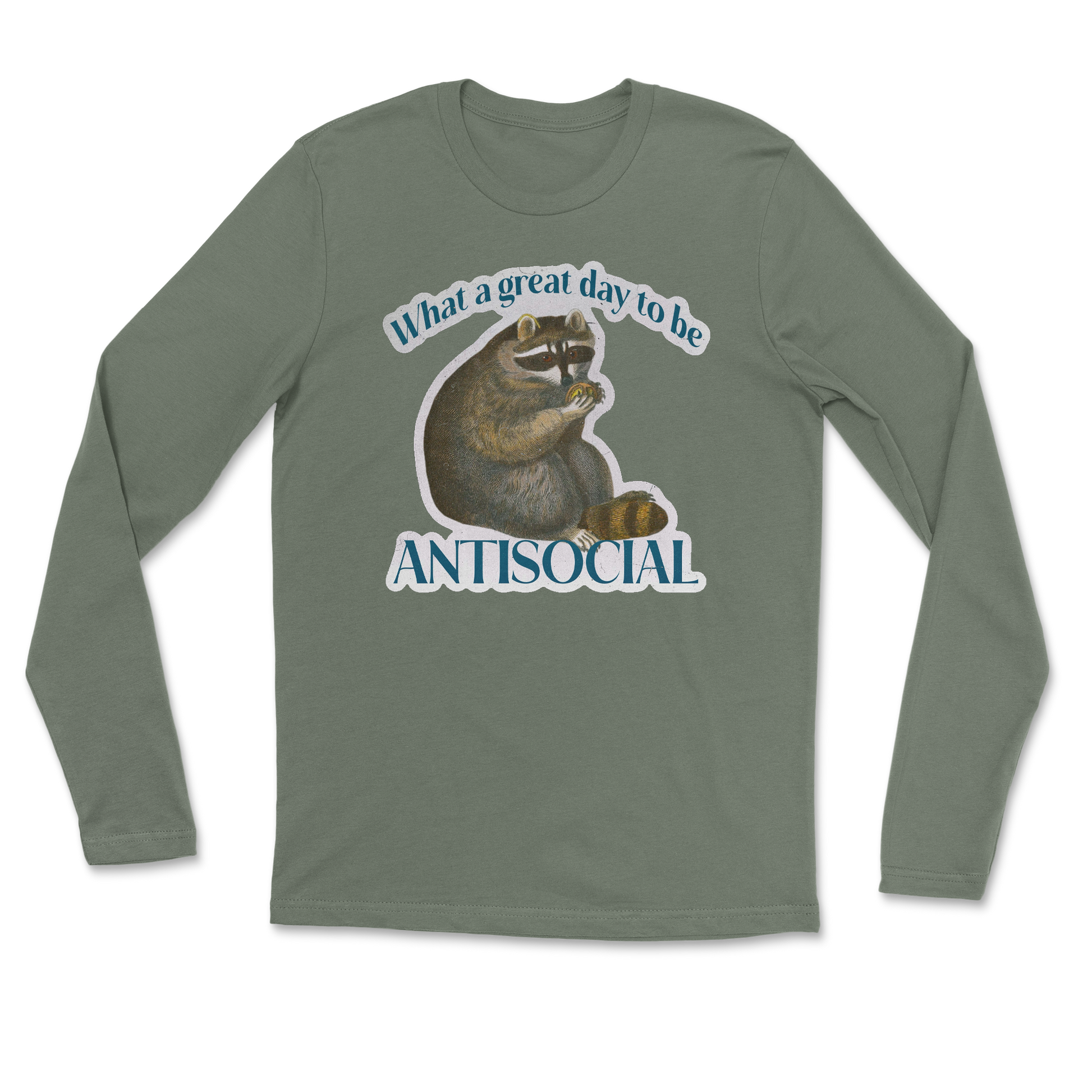 Heavy Blend Long Sleeve Antisocial in Military Green