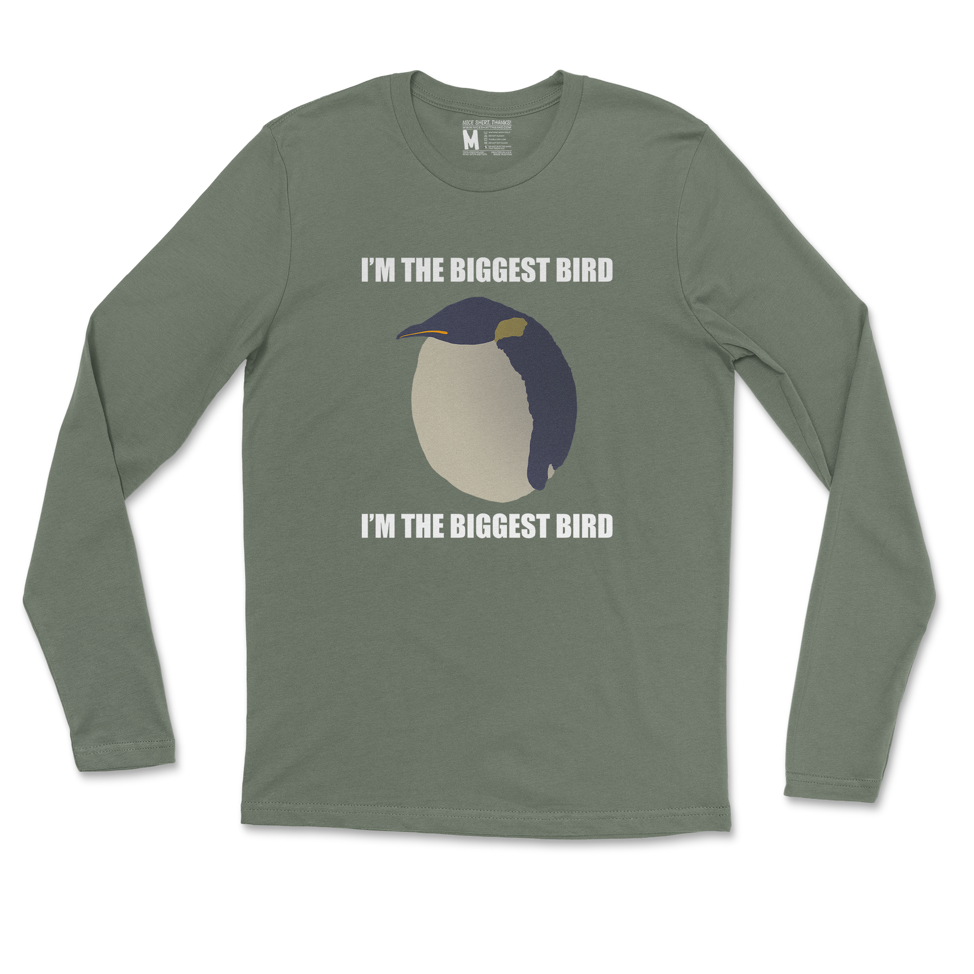 Gildan SoftStyle Long Sleeve I Am The Biggets Bird in Military Green