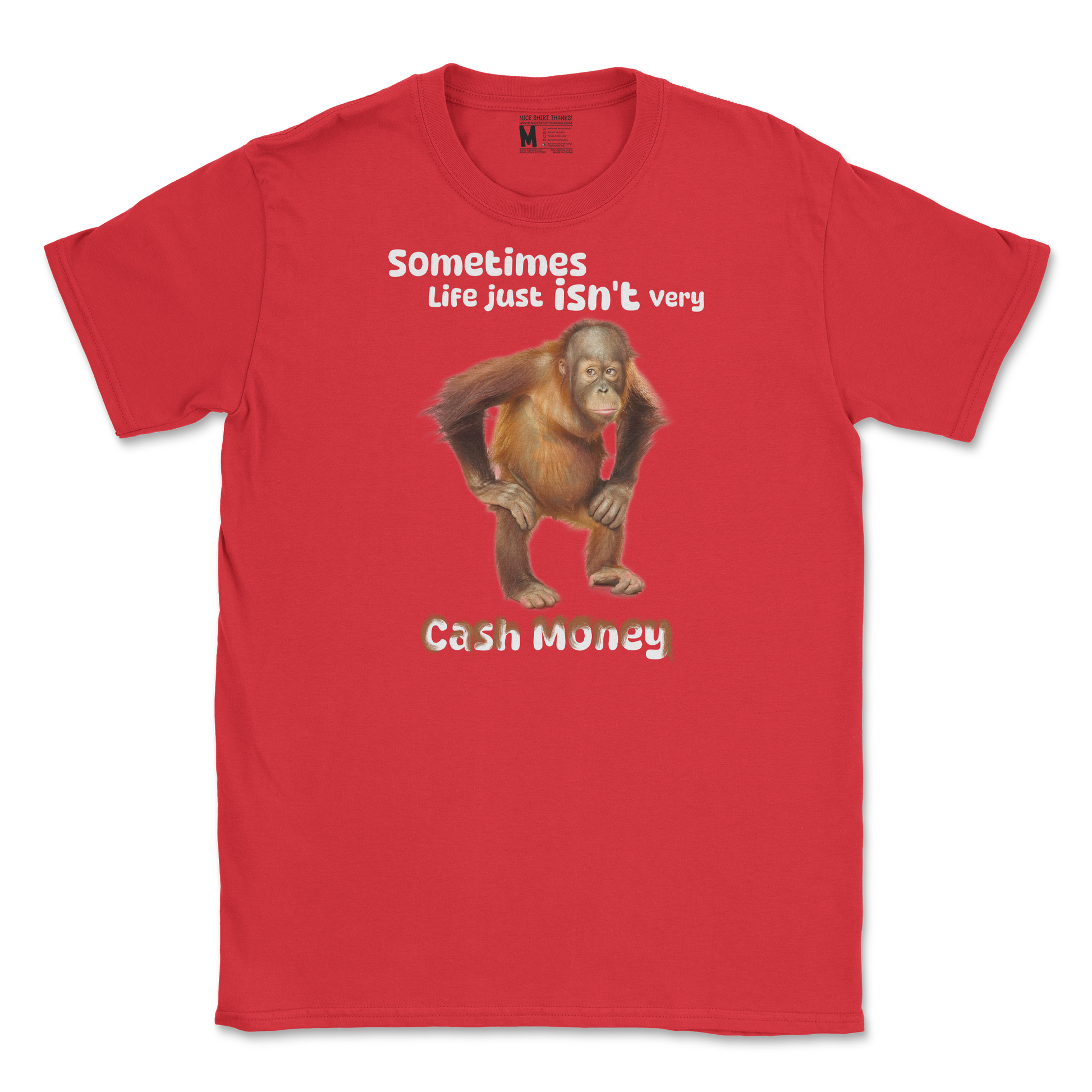 Gildan SoftStyle T-Shirt Cash Money Monkey  in Red