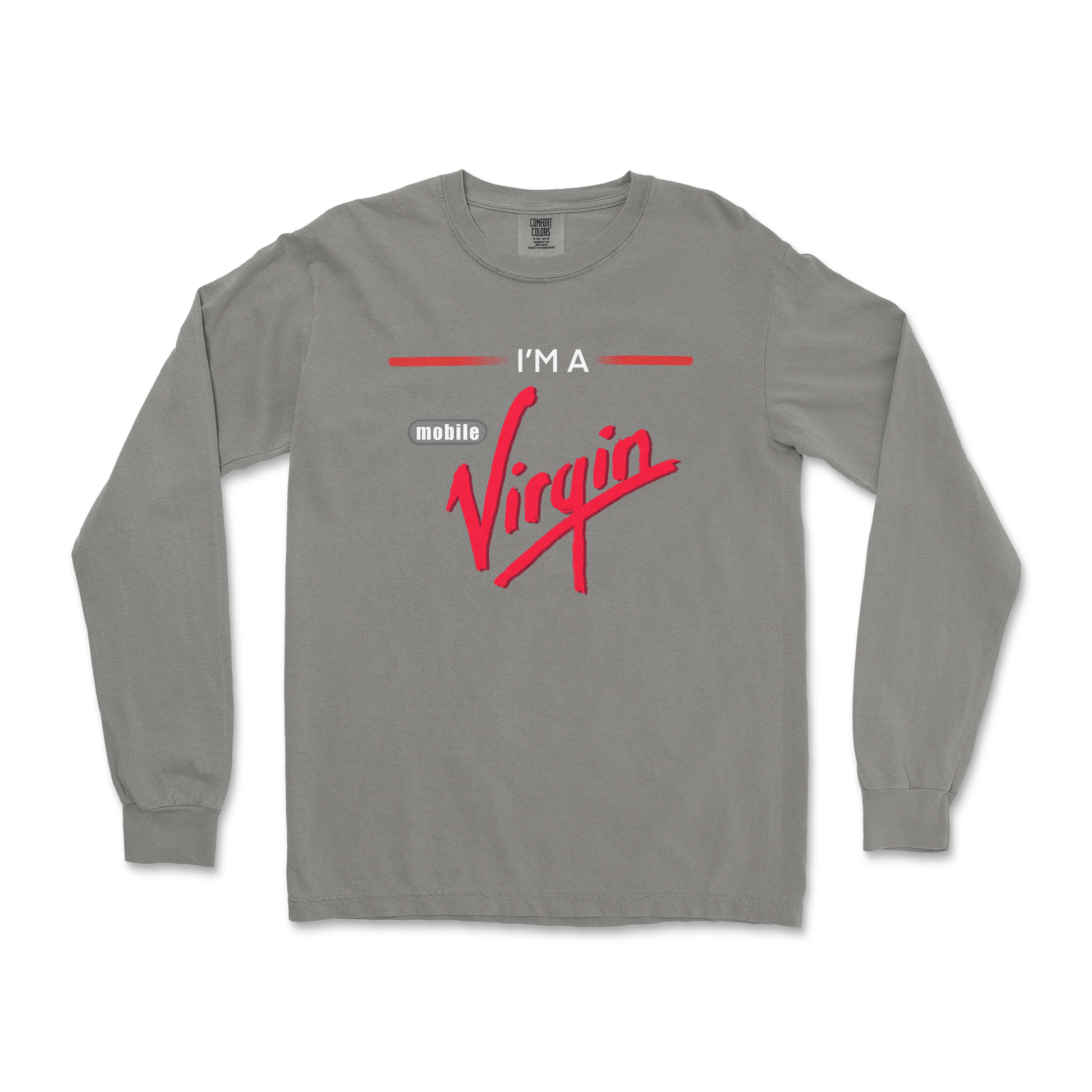 Comfort Colors Long Sleeve Mobile Virgin in Grey