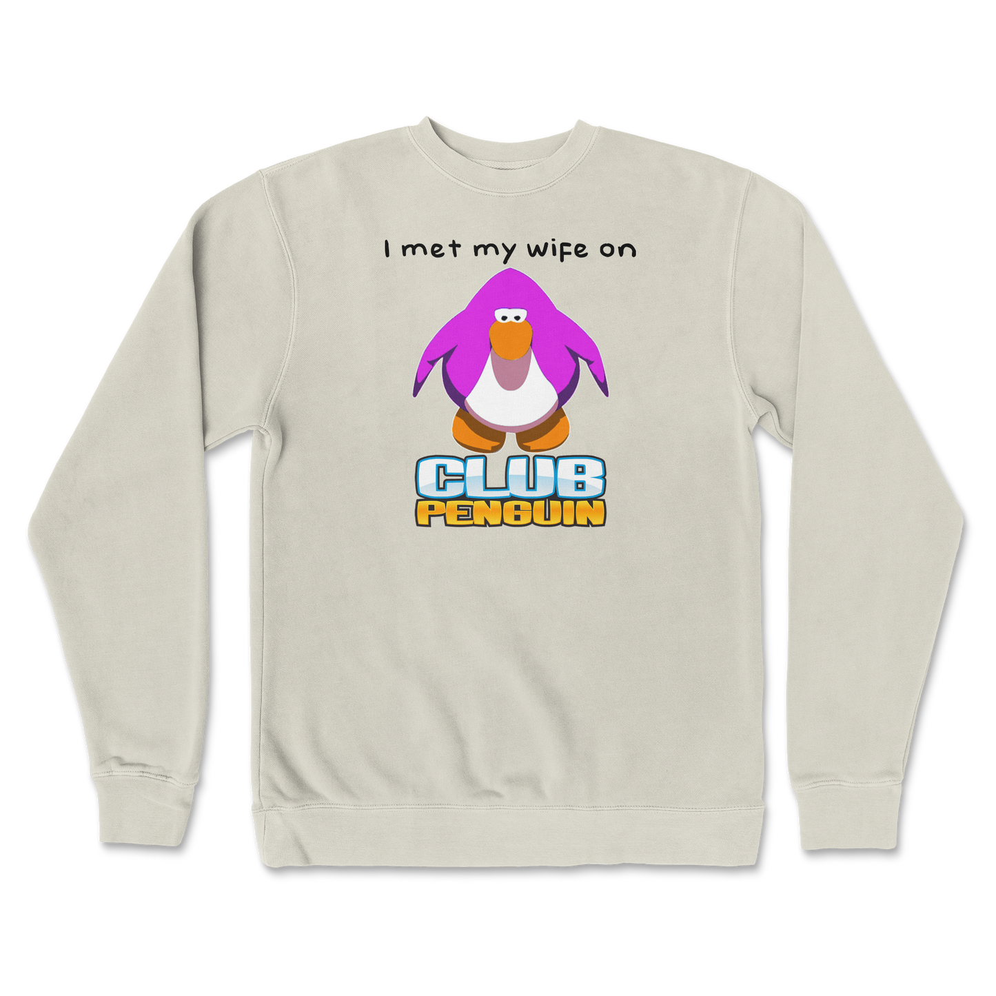 Independent Clothing Co. Crew Neck Club Penguin Wife  in Bone