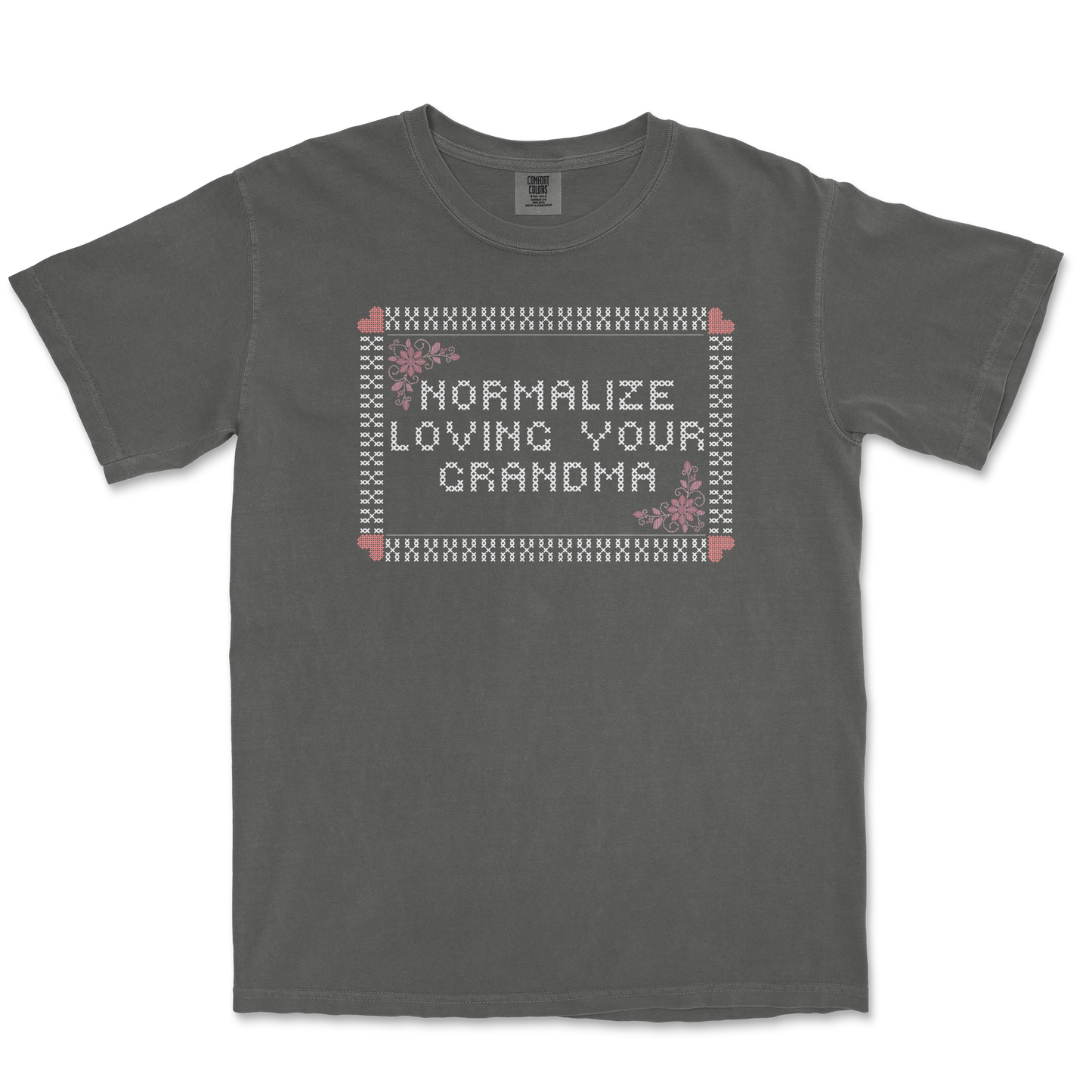 Comfort Colors T-Shirt Cross Stitch in Pepper