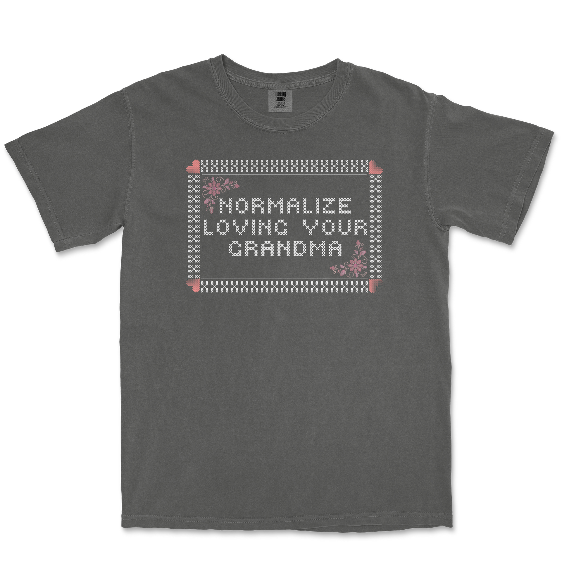 Comfort Colors T-Shirt Cross Stitch in Pepper