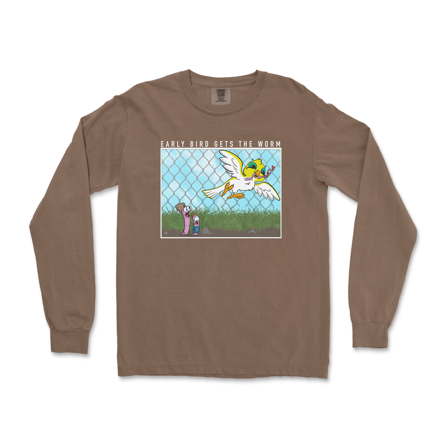 Comfort Colors Long Sleeve Early Bird in Espresso