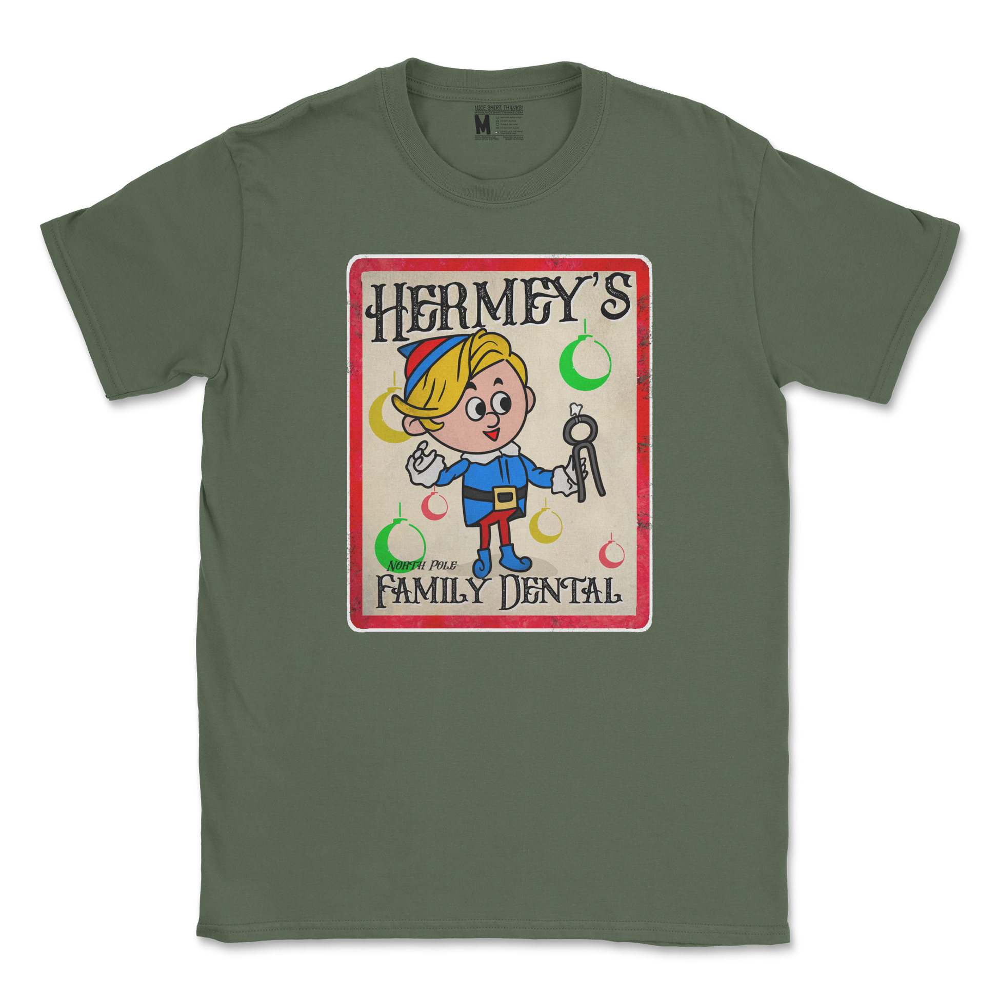 Gildan SoftStyle T-Shirt Hermey's Family Dental  in Military-Green