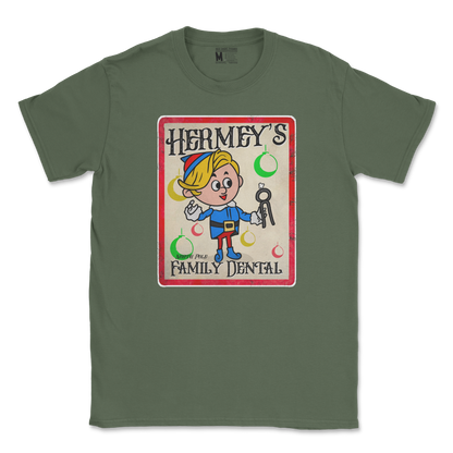 Gildan SoftStyle T-Shirt Hermey's Family Dental  in Military-Green