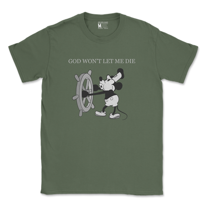 Gildan SoftStyle T-Shirt God Wont Let Me Die in Military Green