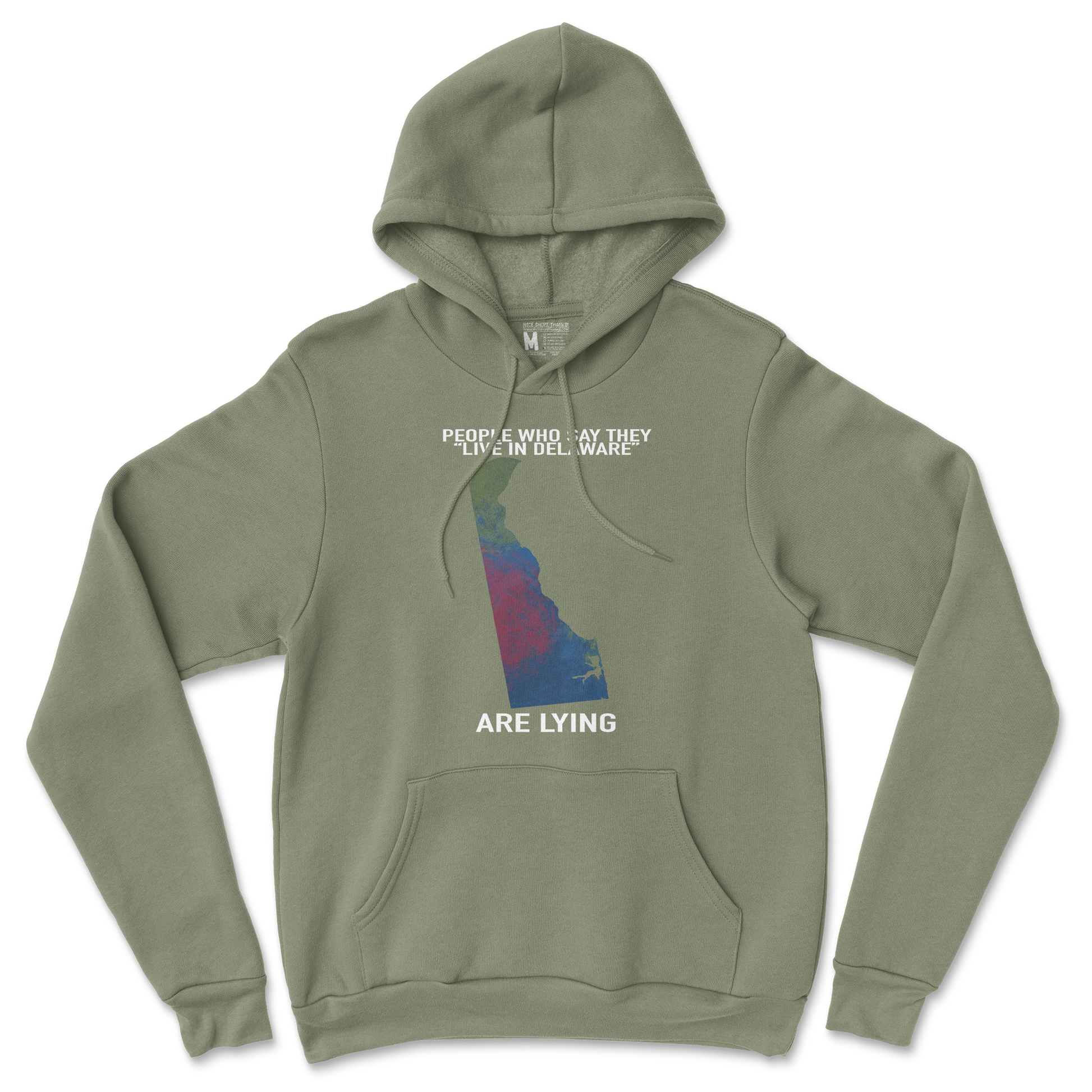 Gildan SoftStyle Hoodie Delaware Doesnt Exist in Military Green