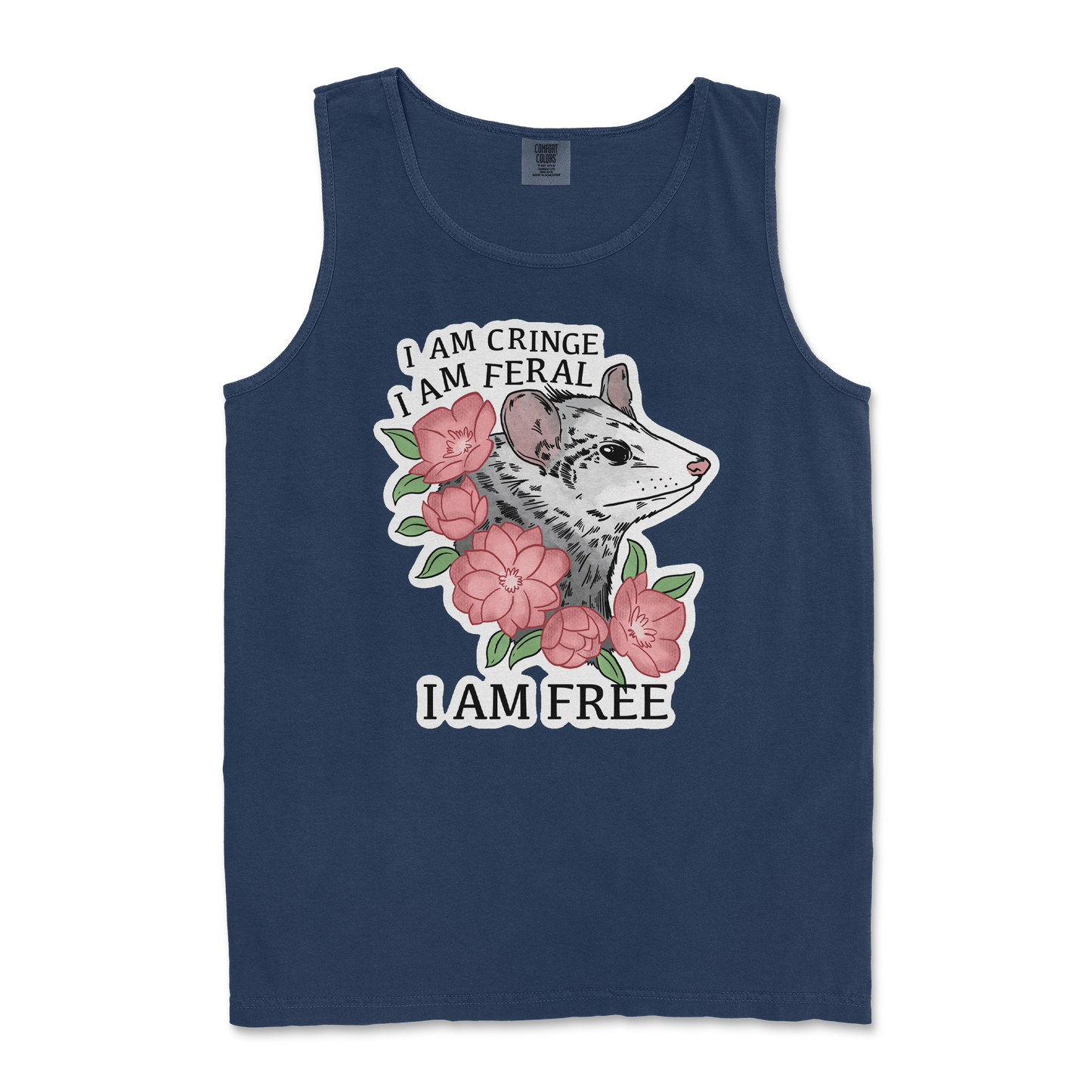 Comfort Colors Tank Top I Am Cringe  in True-Navy