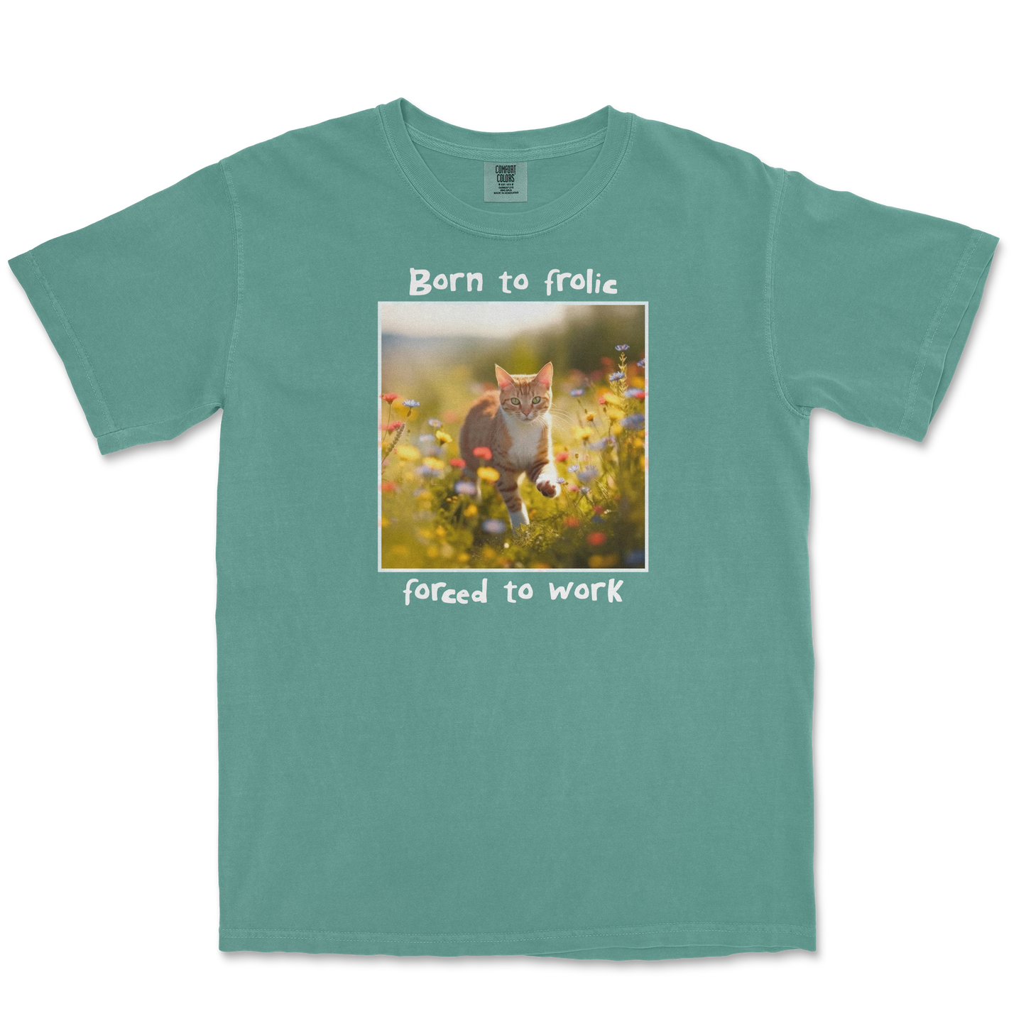 Comfort Colors T-Shirt Born to Frolic  in Light-Green