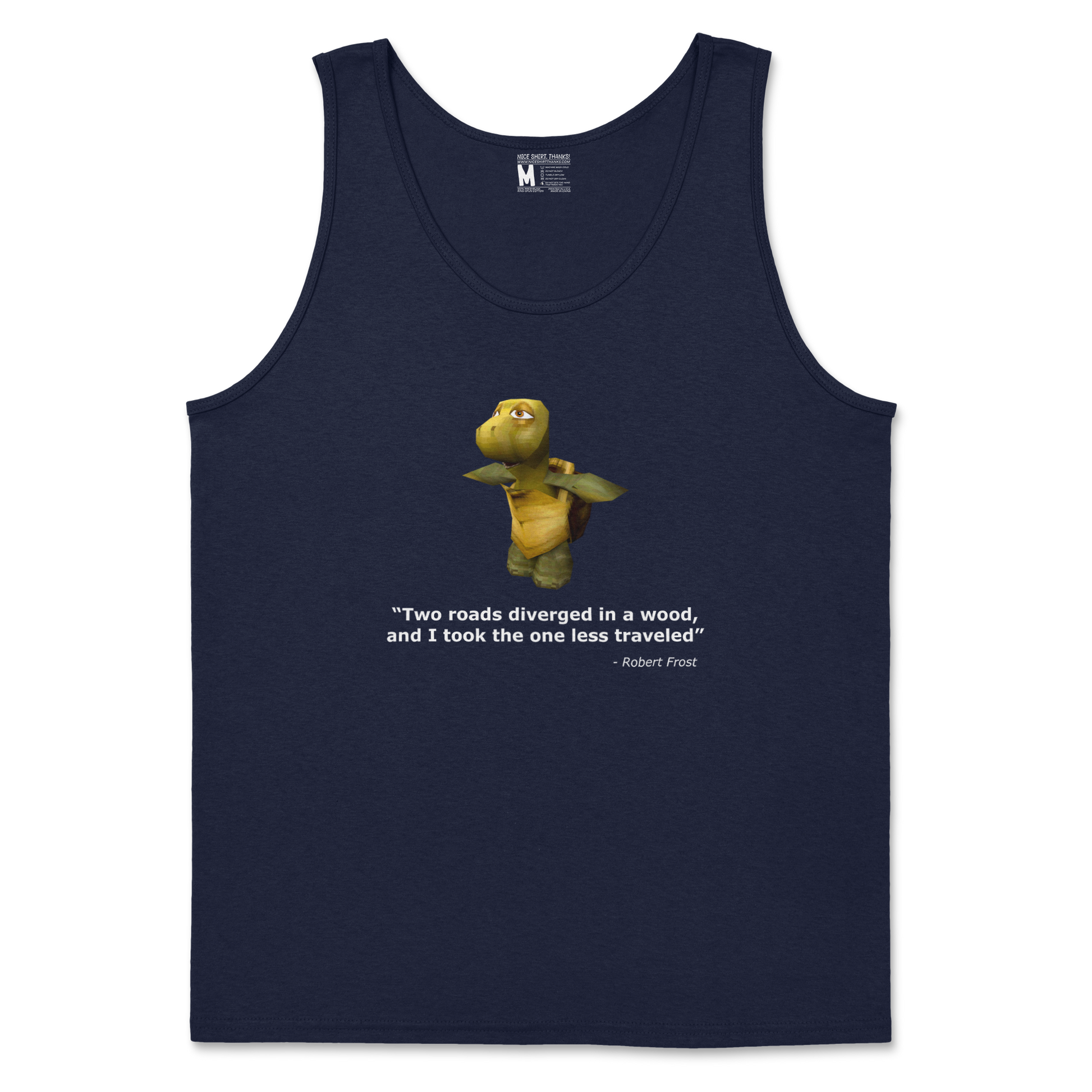 Gildan SoftStyle Tank Top Robert Frost Quote in Navy