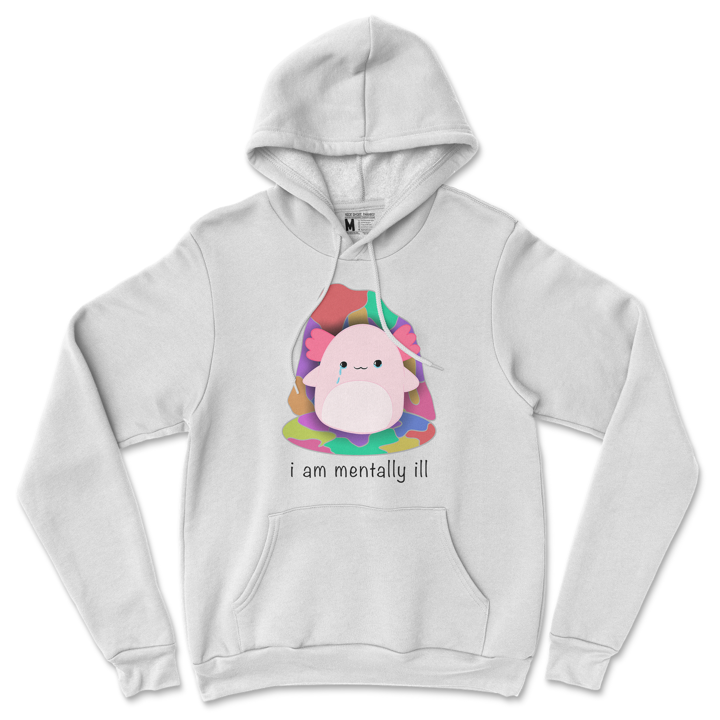 Gildan SoftStyle Hoodie Mentally Ill and Squishy in White