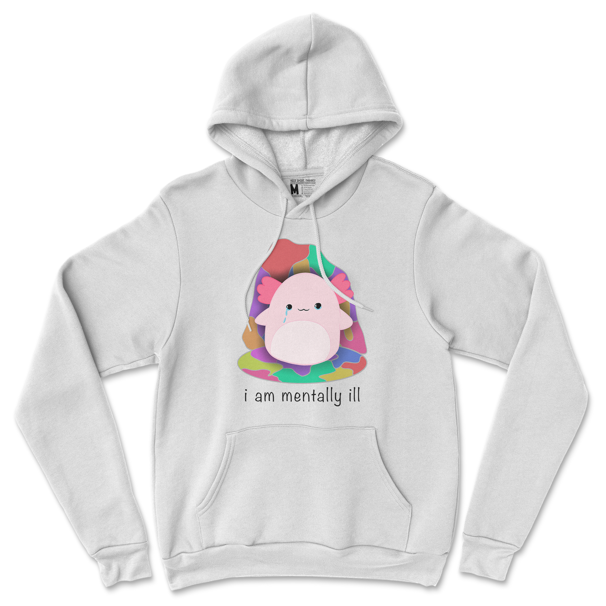 Gildan SoftStyle Hoodie Mentally Ill and Squishy in White