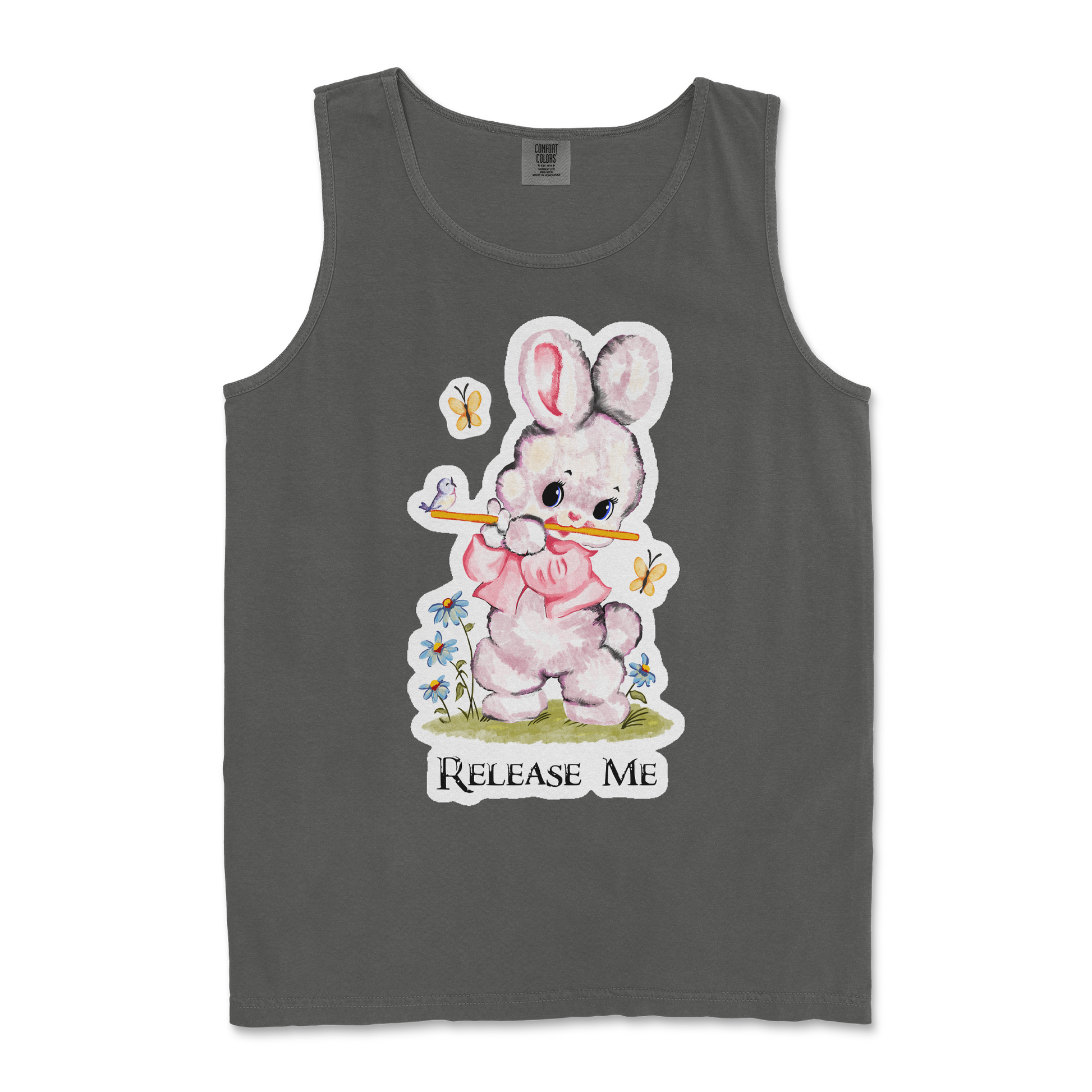 Comfort Colors Tank Top Cute Bunny in Pepper