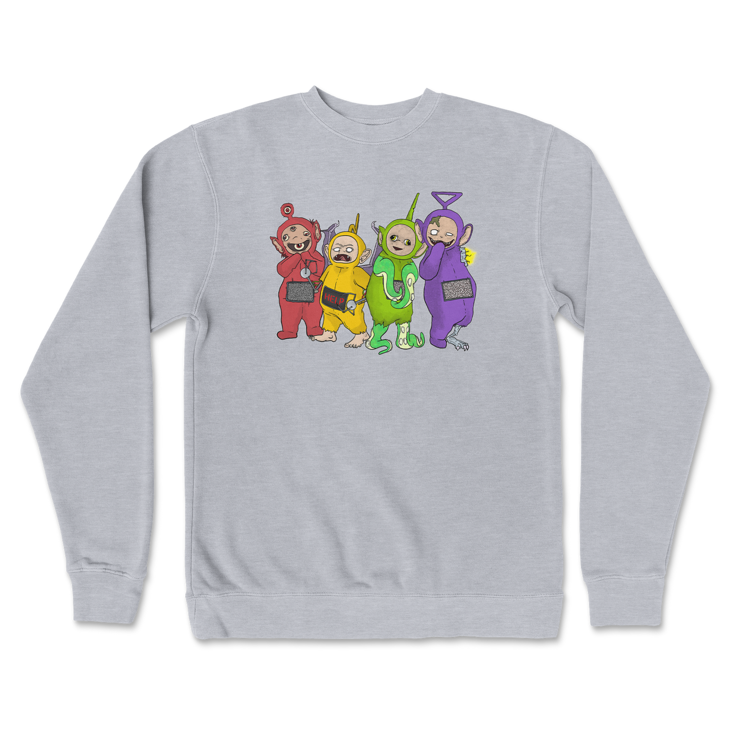 Independent Clothing Co. Crew Neck Telatubbies in GreyHeather