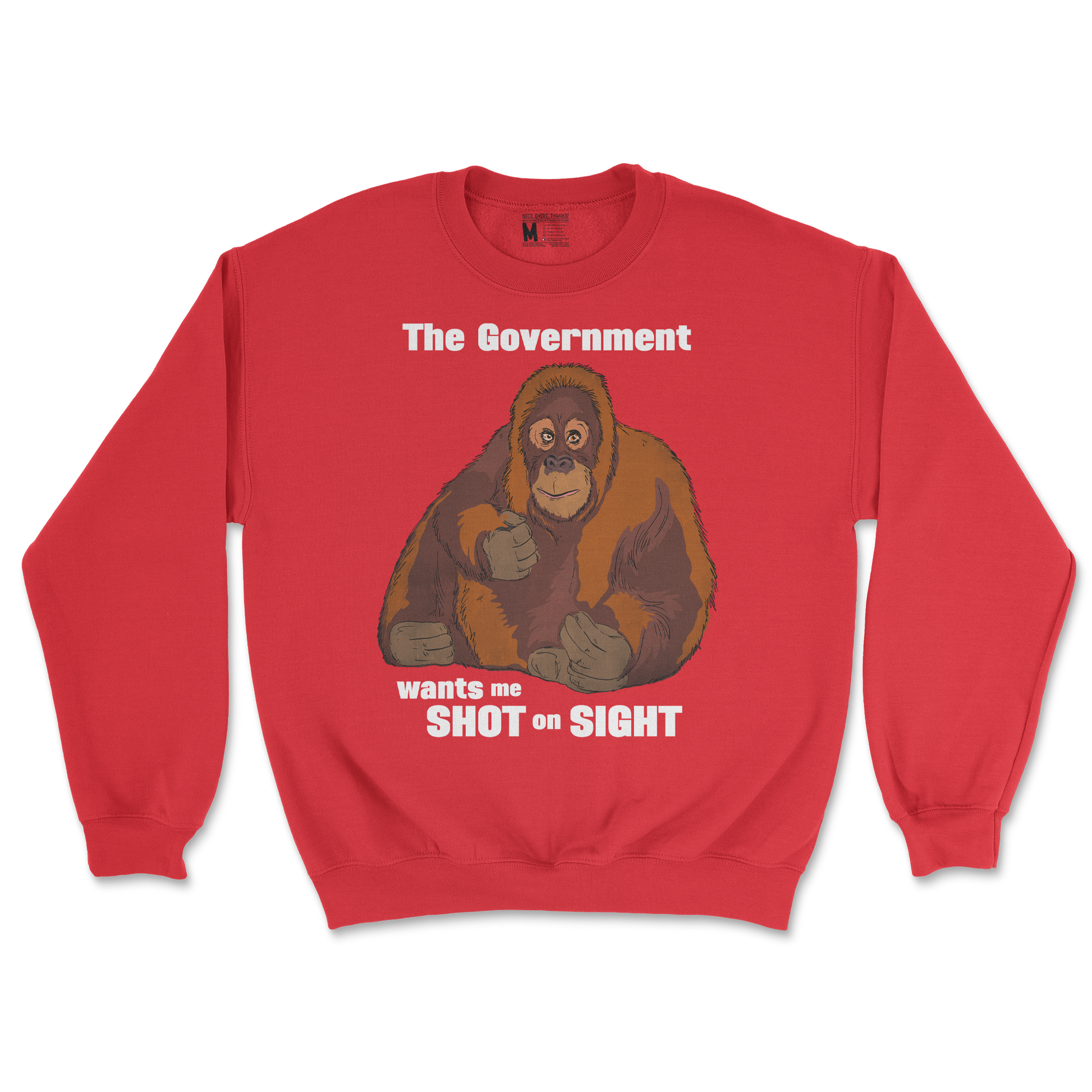 Gildan SoftStyle Crew Neck The Government Hates Me  in Red