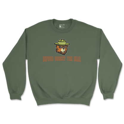 Heavy Blend Crew Neck Defund Smokey Bear in Military Green