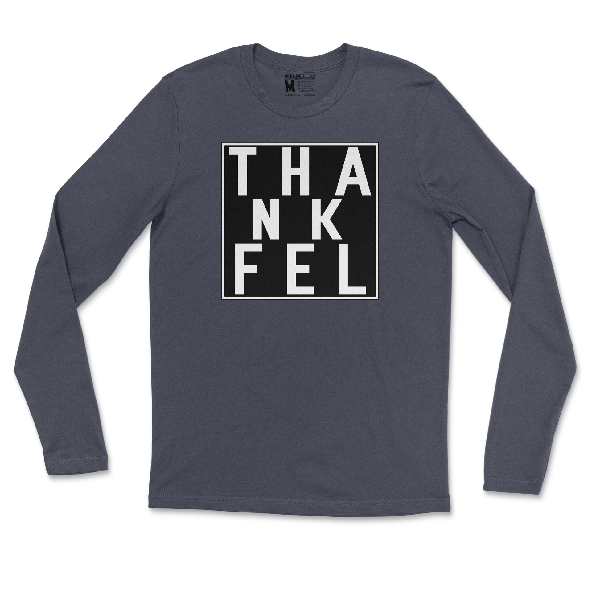 Gildan SoftStyle Long Sleeve THANKFEL in Navy