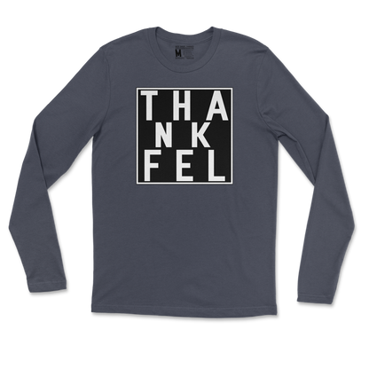 Gildan SoftStyle Long Sleeve THANKFEL in Navy