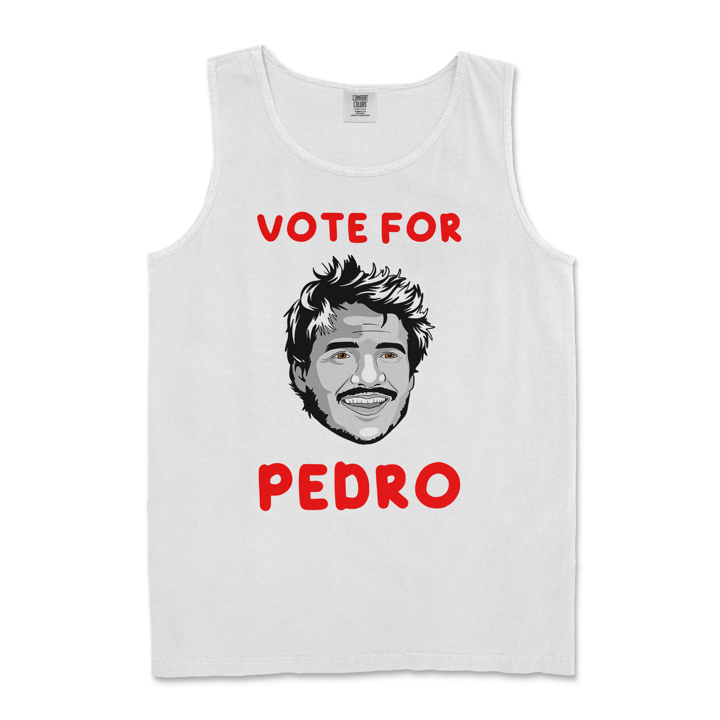 Comfort Colors Tank Top Vote For Pedro in White