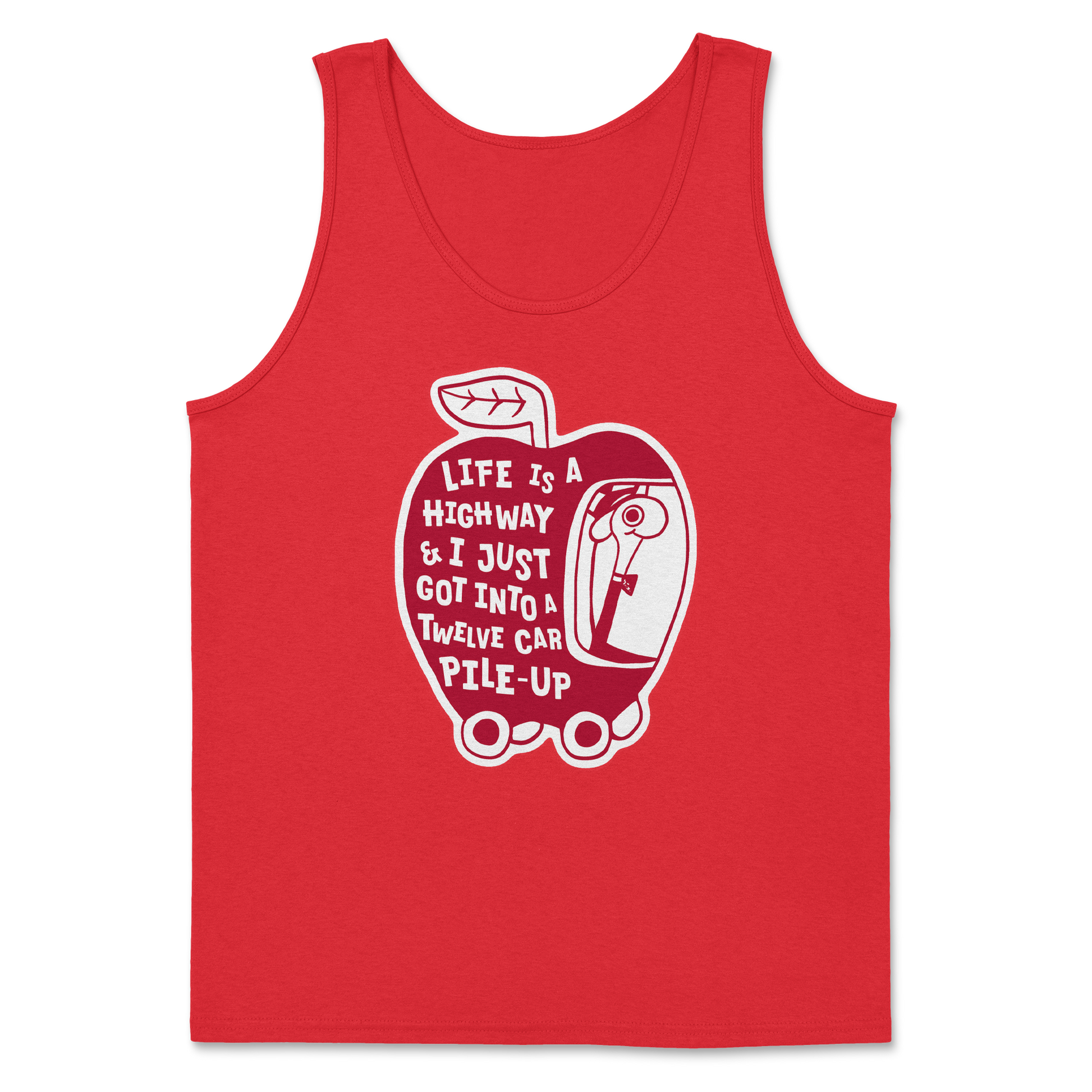 The Nice Shirt Tank Top Life Is A Highway  in Red