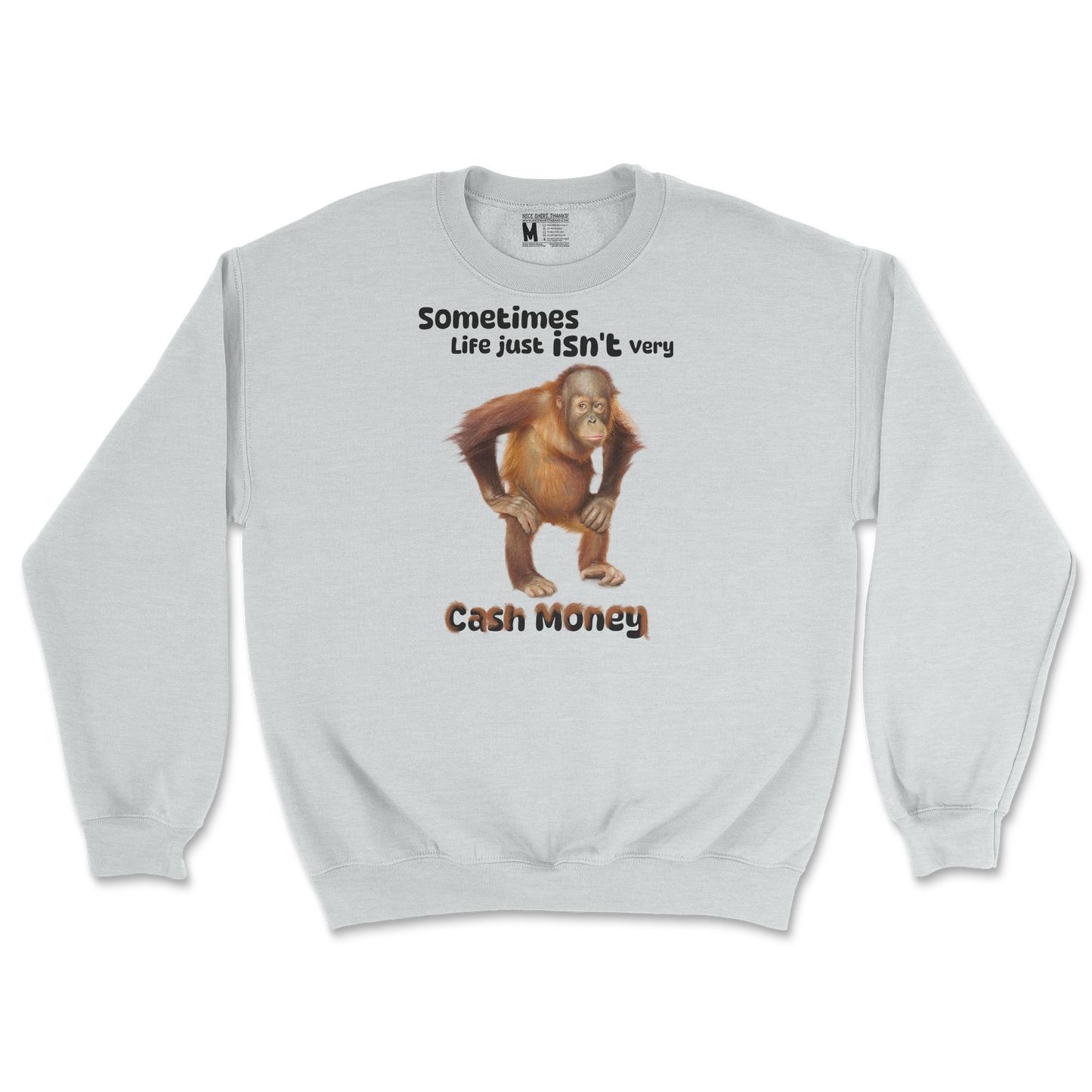 Gildan SoftStyle Crew Neck Cash Money Monkey  in Sports-Grey