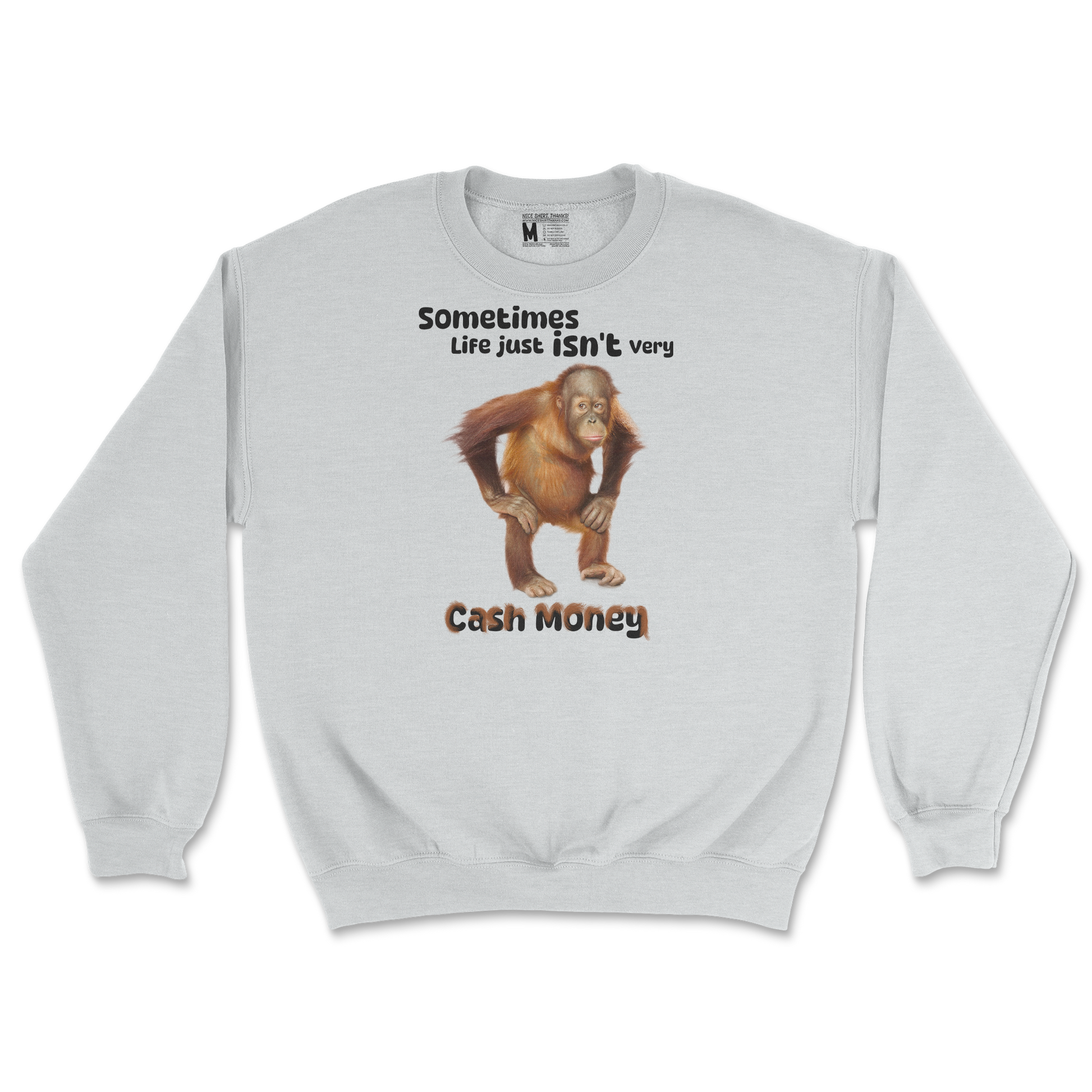 Gildan SoftStyle Crew Neck Cash Money Monkey  in Sports-Grey