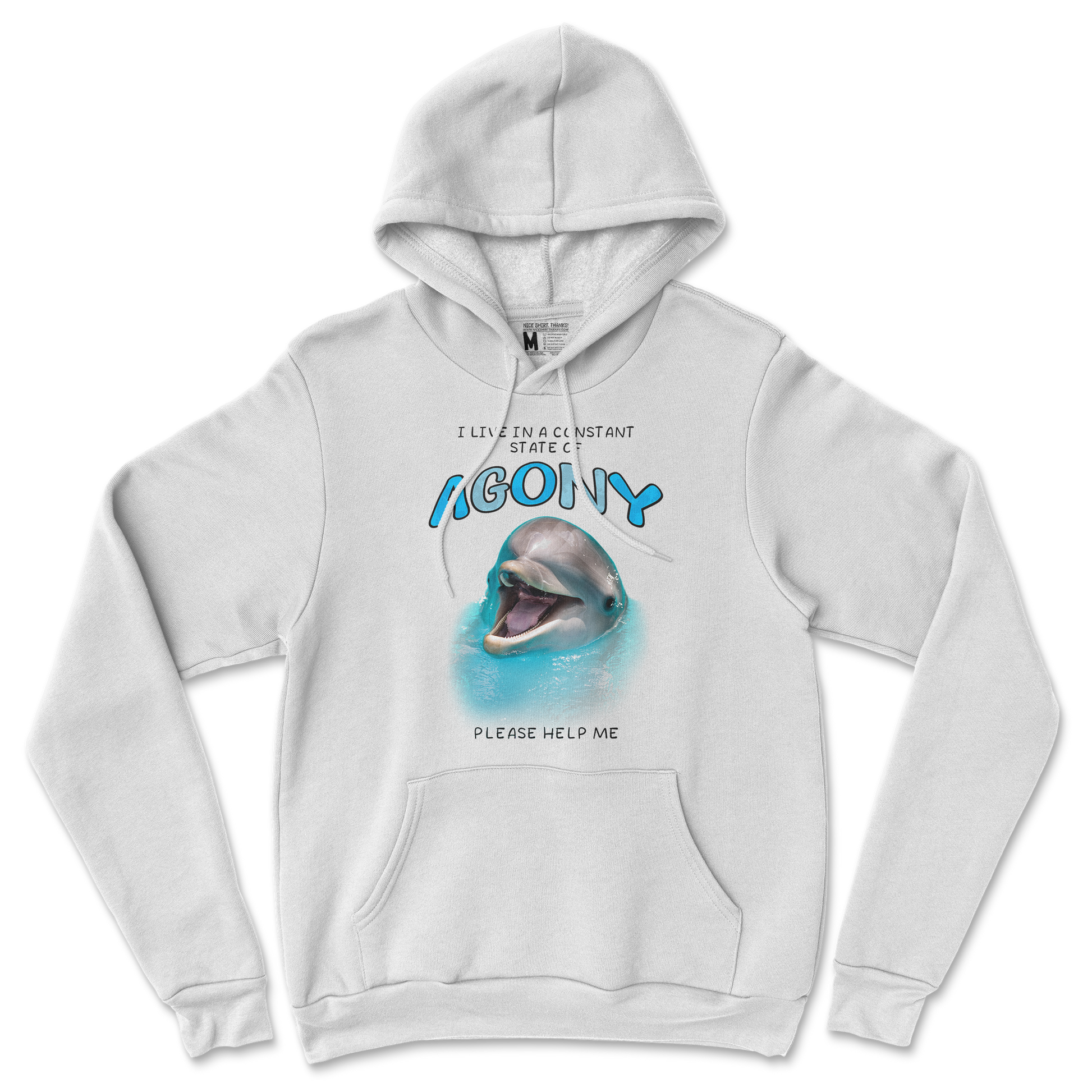 Gildan SoftStyle Hoodie Agony Dolphin in White