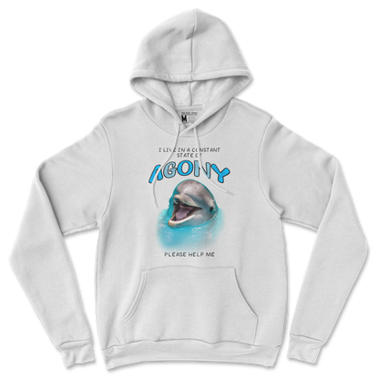 Gildan SoftStyle Hoodie Agony Dolphin in White